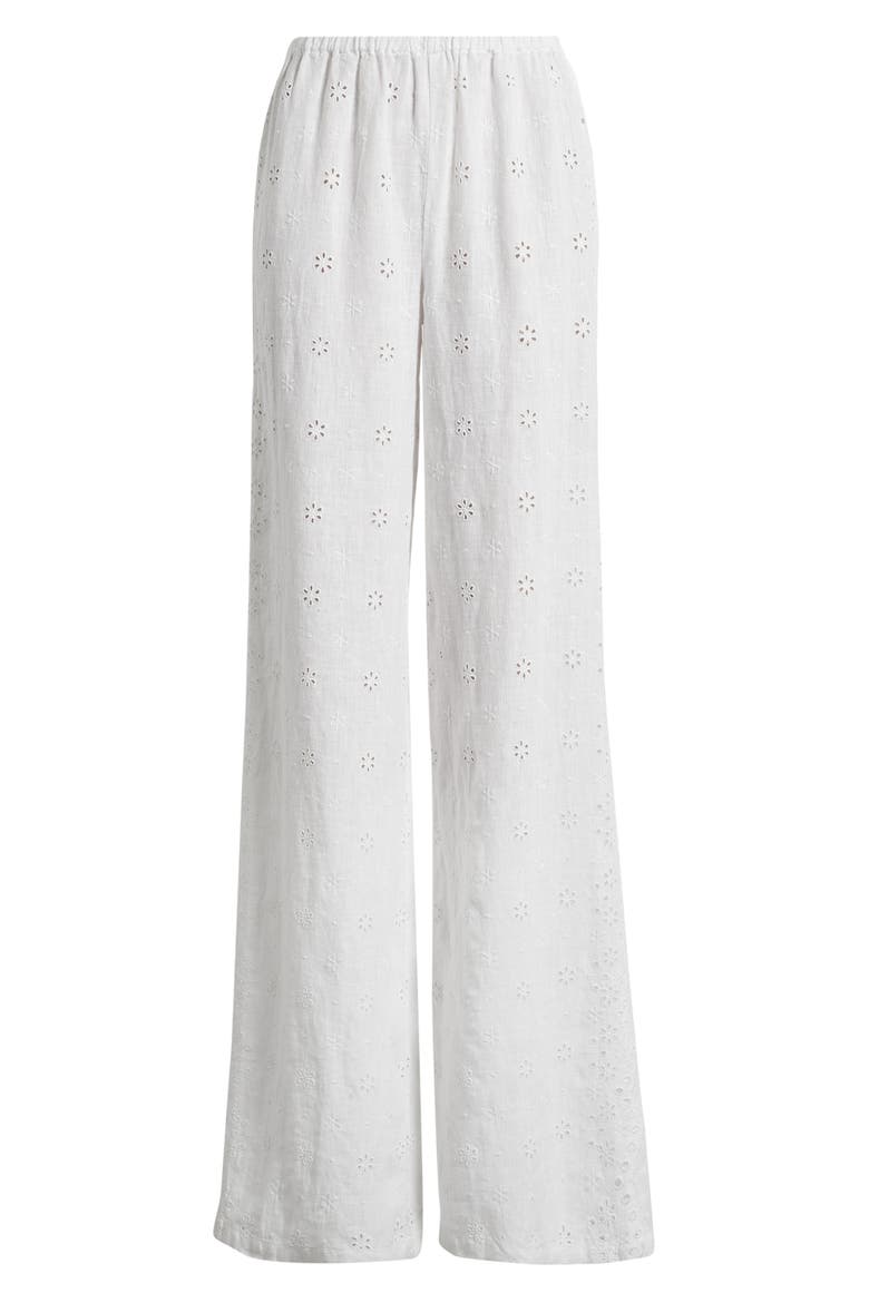 Cinna Linen Eyelet Pants, Main, color, OPTIC WHITE