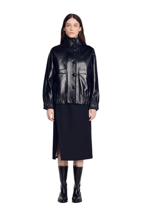 Oversized leather jacket