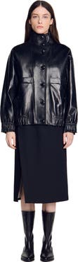 SANDRO Oversized leather jacket