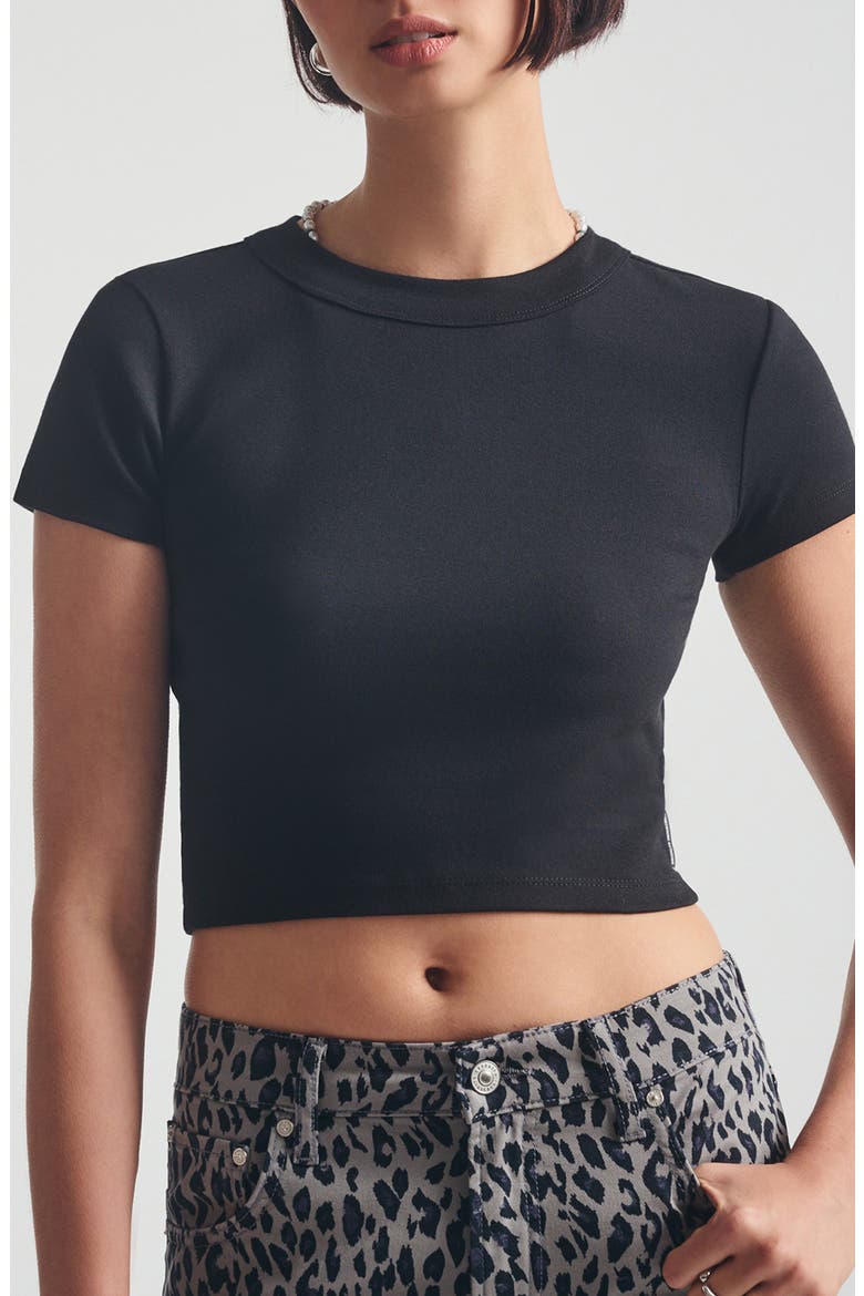 Crop Rib T-Shirt, Main, color, BLACK