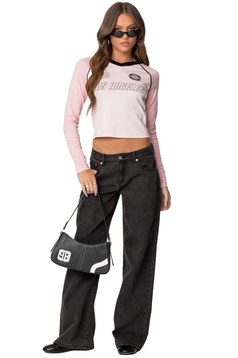Bow Pocket Wide Leg Jeans, Alternate, color, BLACK-WASHED