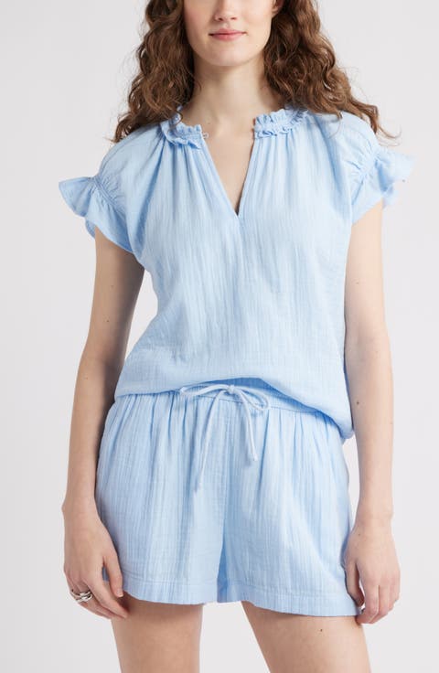 Ruffle Cotton Gauze Top