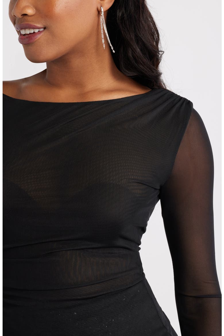 Mesh Bell Sleeve Top, Alternate, color, BLACK