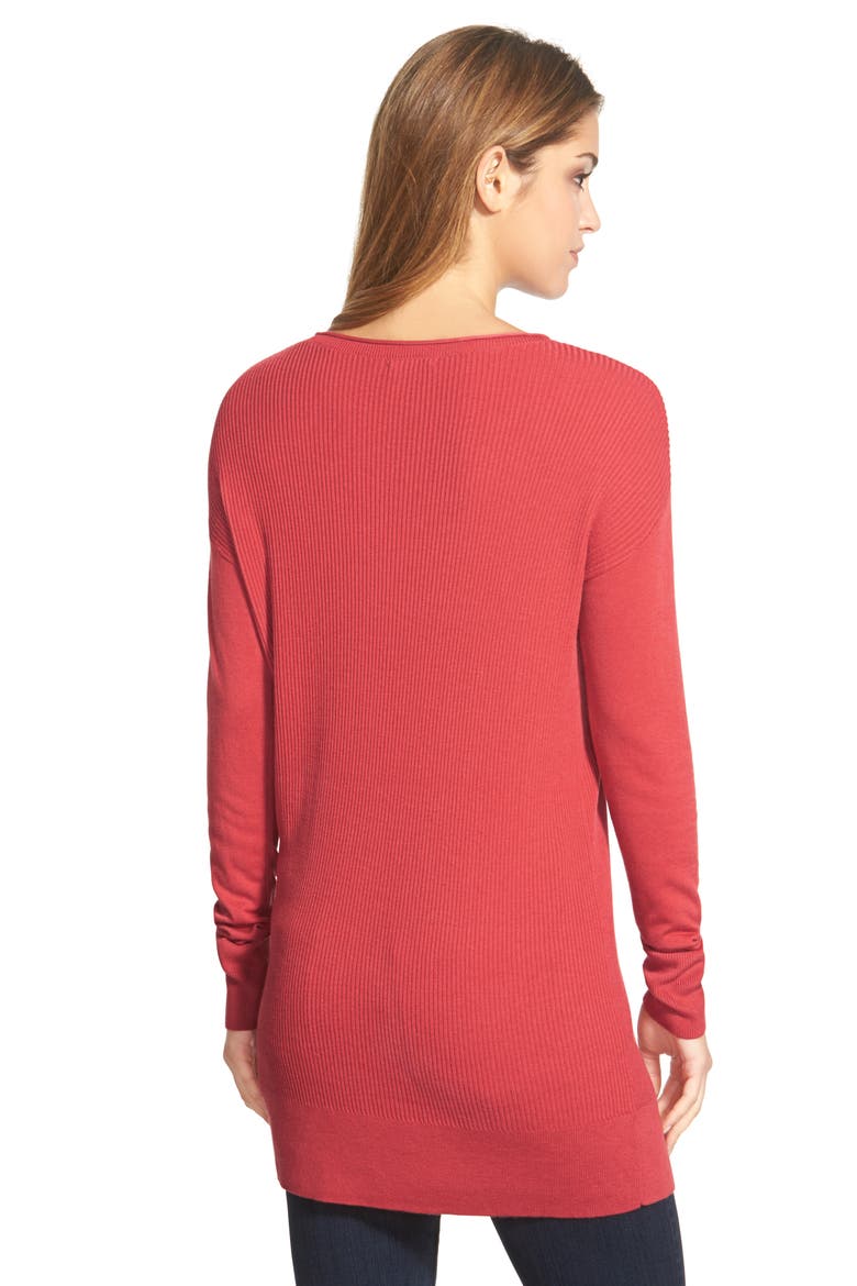 Long Sleeve Rib Knit Tunic Top, Alternate, color, RED BEAUTY