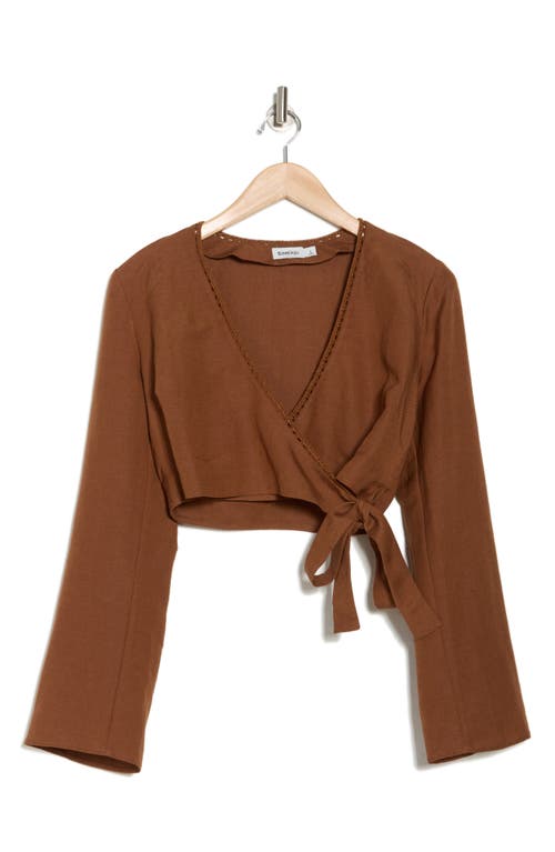 Simkhai Hailey Wrap Crop Top In Brown