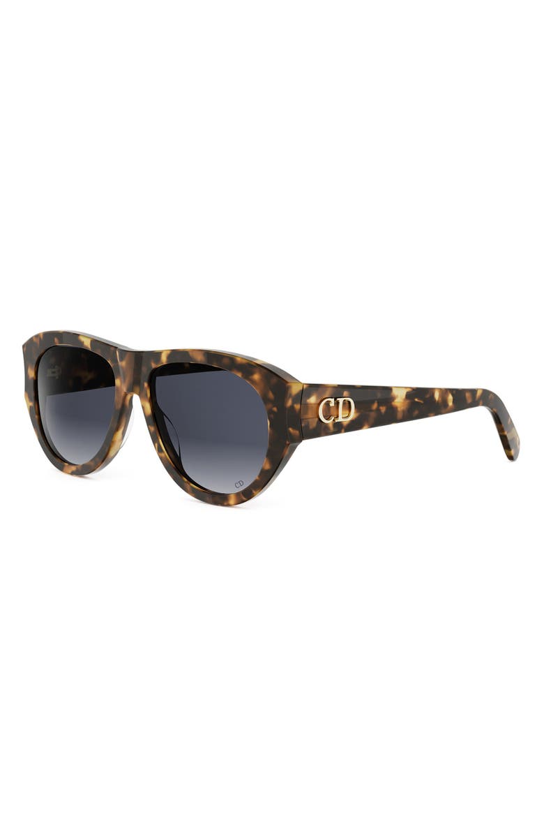 DIOR Glow A1I 55mm Gradient Pilot Sunglasses, Alternate, color, Blonde Havana / Gradient Smoke