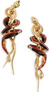 Bottega Veneta Enamel Spiral Snake Front Back Earrings