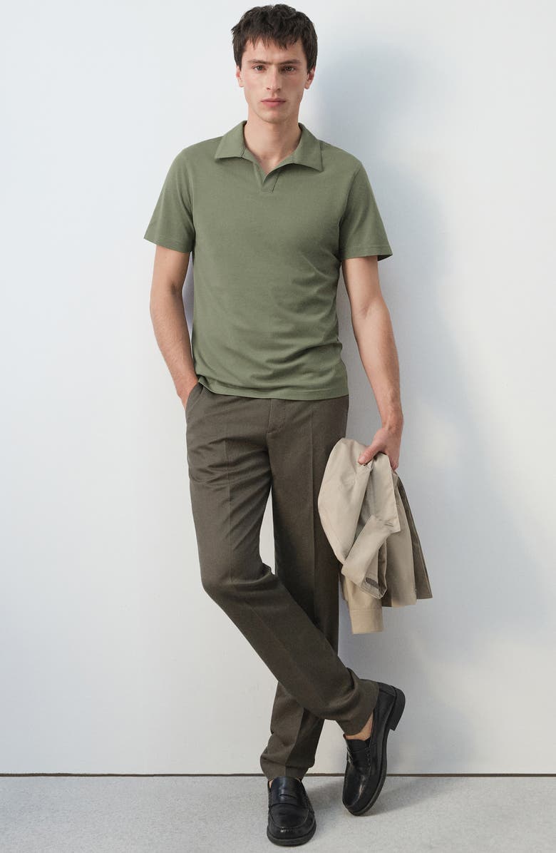 MANGO Slim Fit Stretch Cotton Blend Piqué Polo, Alternate, color, Khaki Green