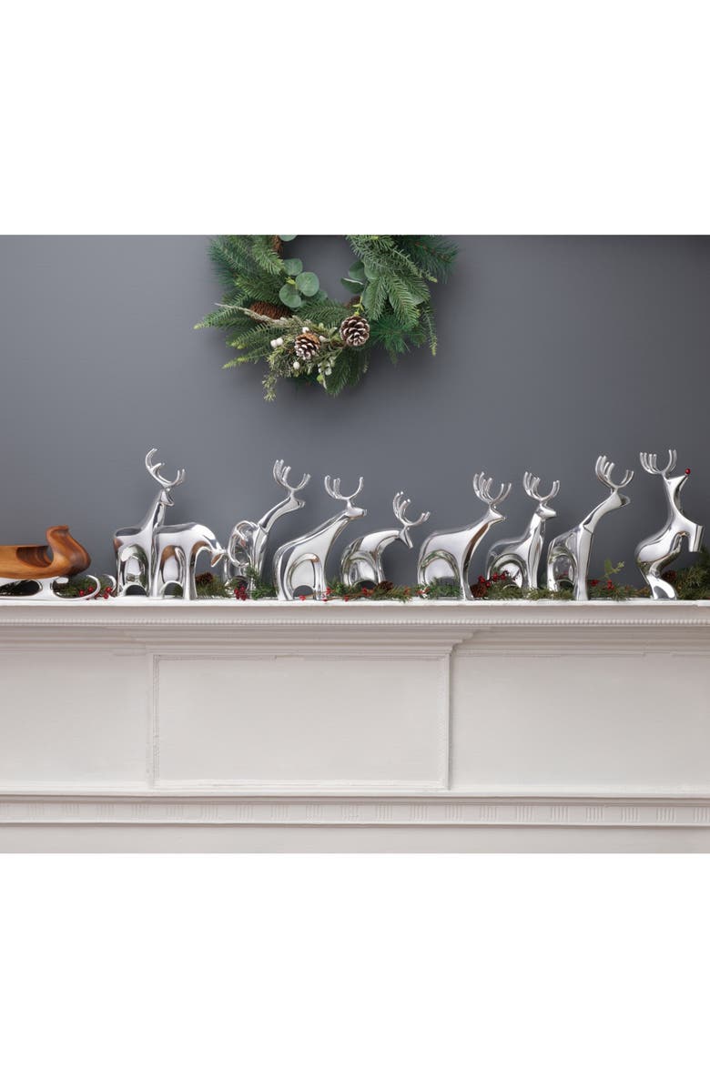 Nambé 10-Piece Miniature Reindeer Set, Alternate, color, Silver