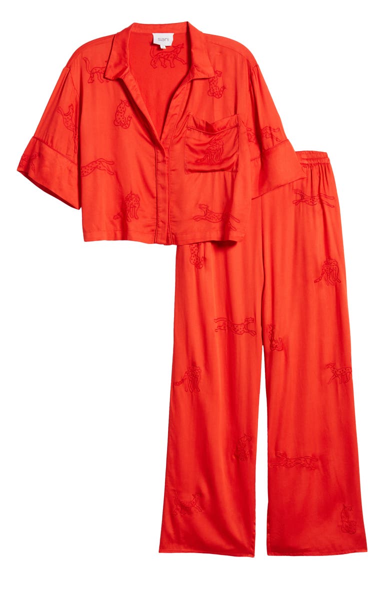 Sani Embroidered Lounge Set, Alternate, color, Red