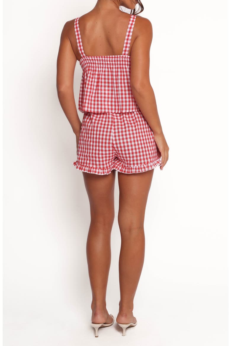 Isidore Gingham Cotton Babydoll Tank & Shorts Set, Alternate, color, RED