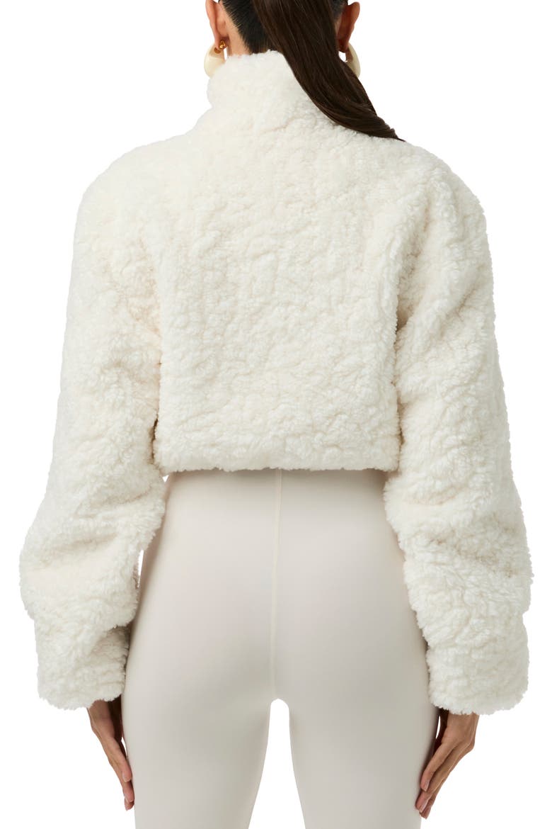 Faux Shearling Quarter Zip Crop Pullover, Alternate, color, IVORY