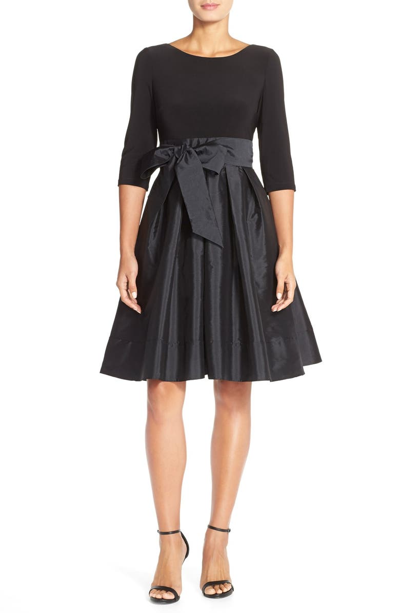 Adrianna Papell Bow Taffeta Fit & Flare Dress, Alternate, color, 