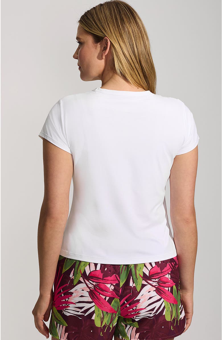 Lands' End Cap Sleeve Fitted with Built in Bra UPF 50 Rash Guard, Alternate, color, White