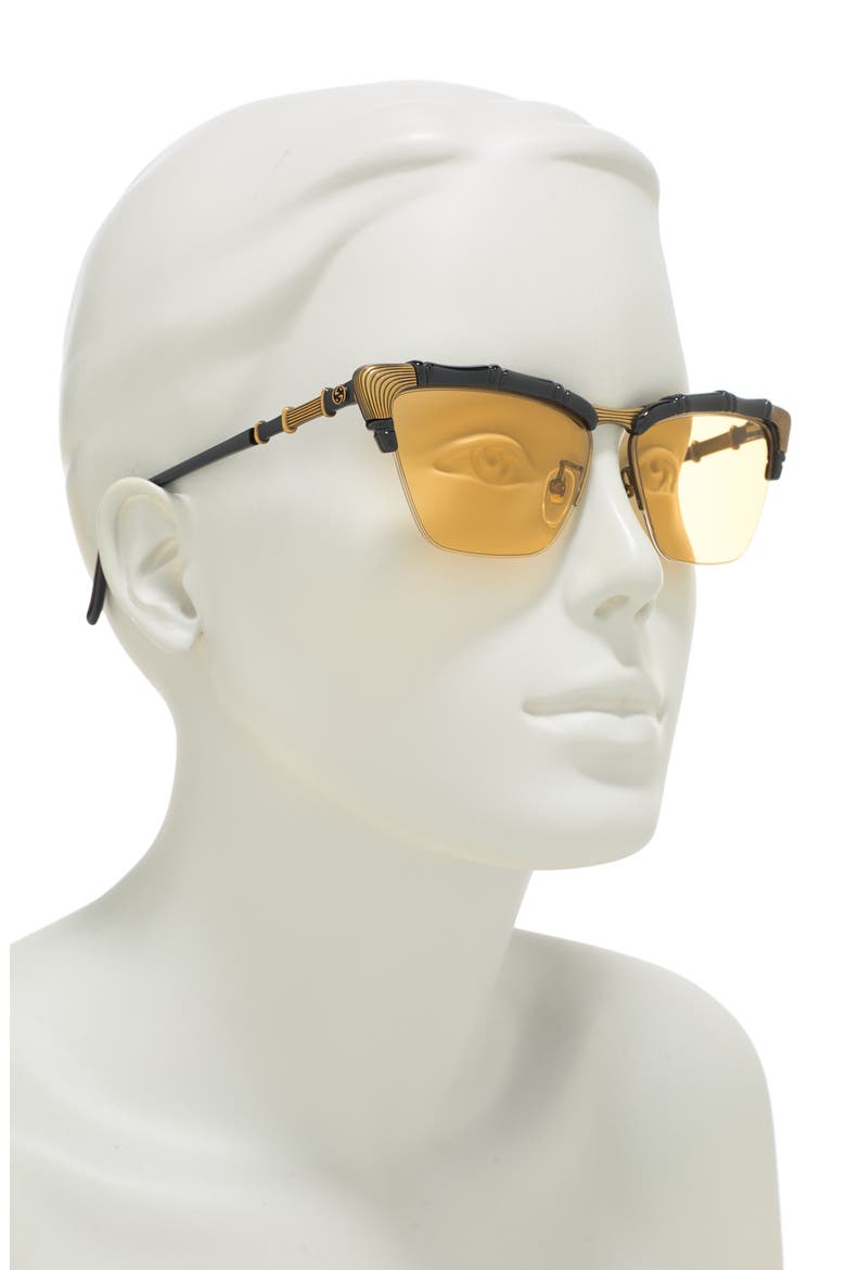 58mm Cat Eye Sunglasses, Alternate, color, BLACK/ GOLD