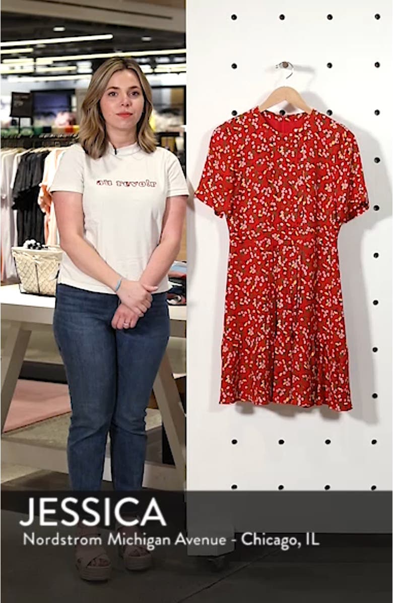 Peony Print Pleat Dress, sales video thumbnail