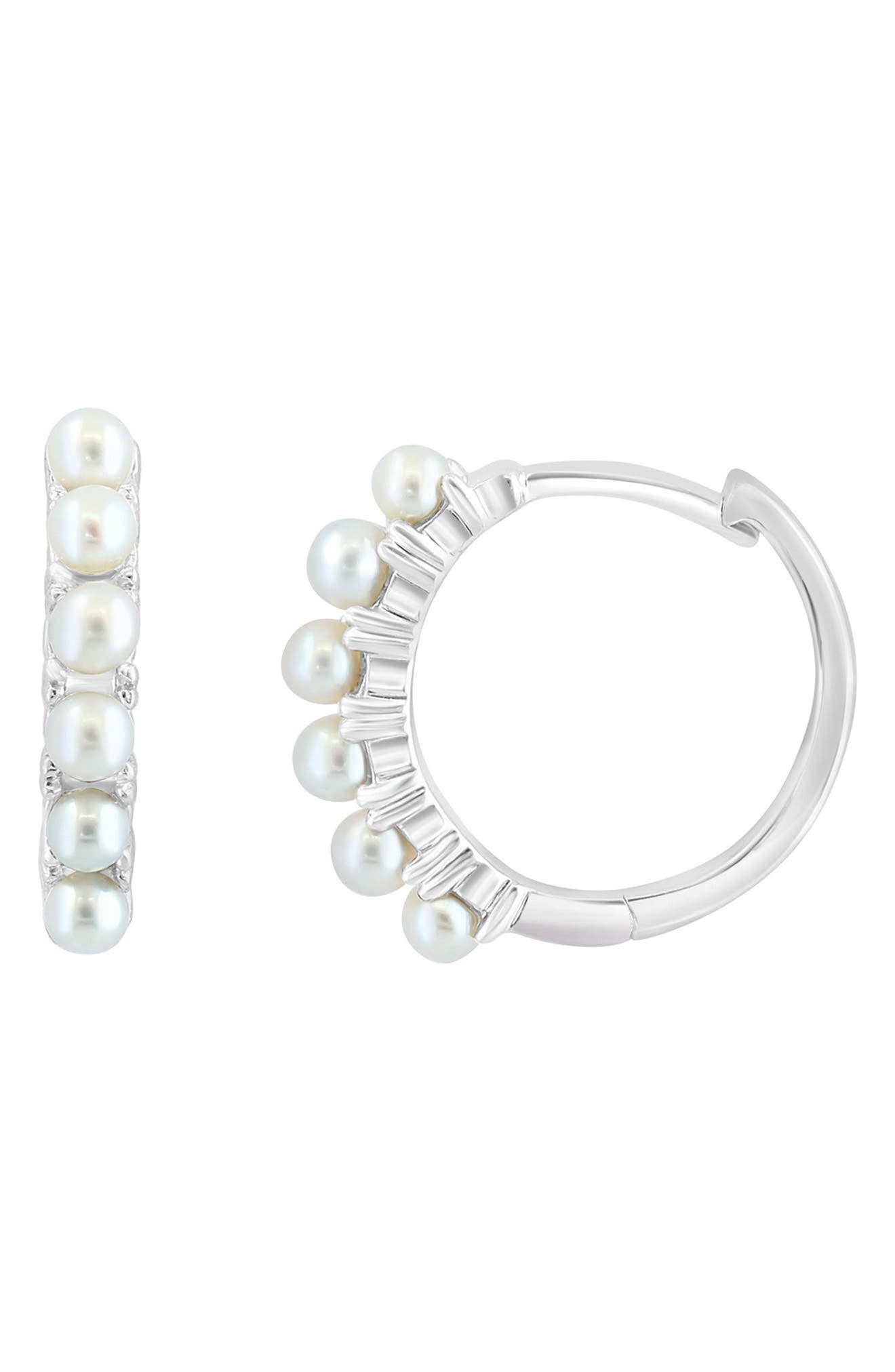 EFFY Sterling Silver 5-5.5mm Freshwater Pearl Hoop Earrings