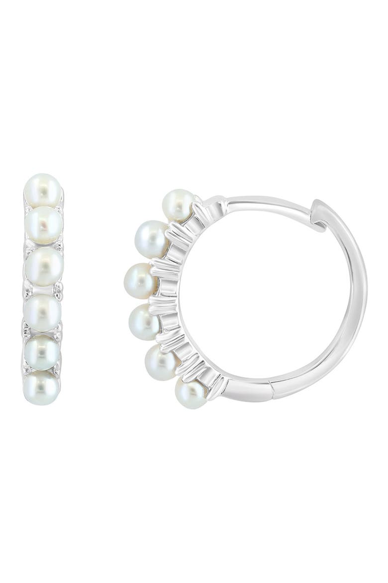Sterling Silver 5-5.5mm Freshwater Pearl Hoop Earrings, Main, color, WHITE