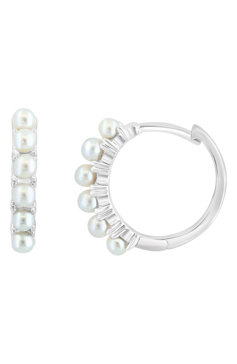 EFFY Sterling Silver 5-5.5mm Freshwater Pearl Hoop Earrings, Main, color, White
