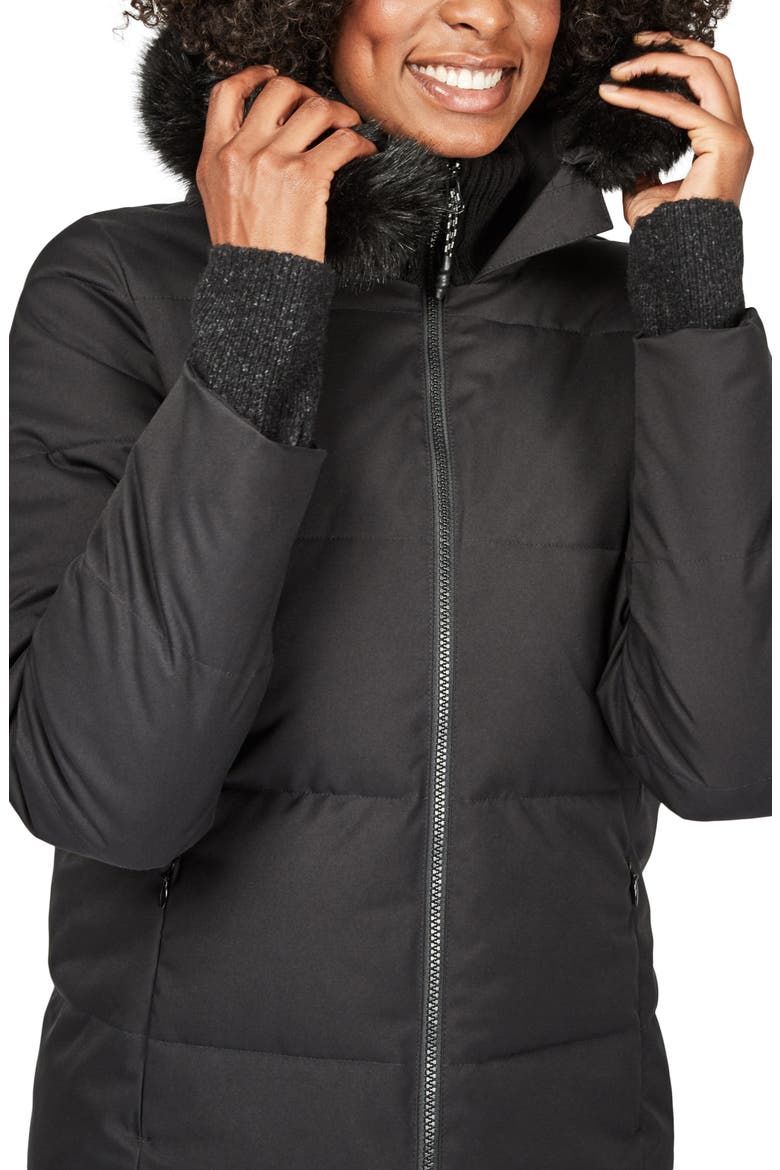 North Pole Quilted Primaloft® Hooded Jacket with Faux Fur Trim, Alternate, color, BLACK