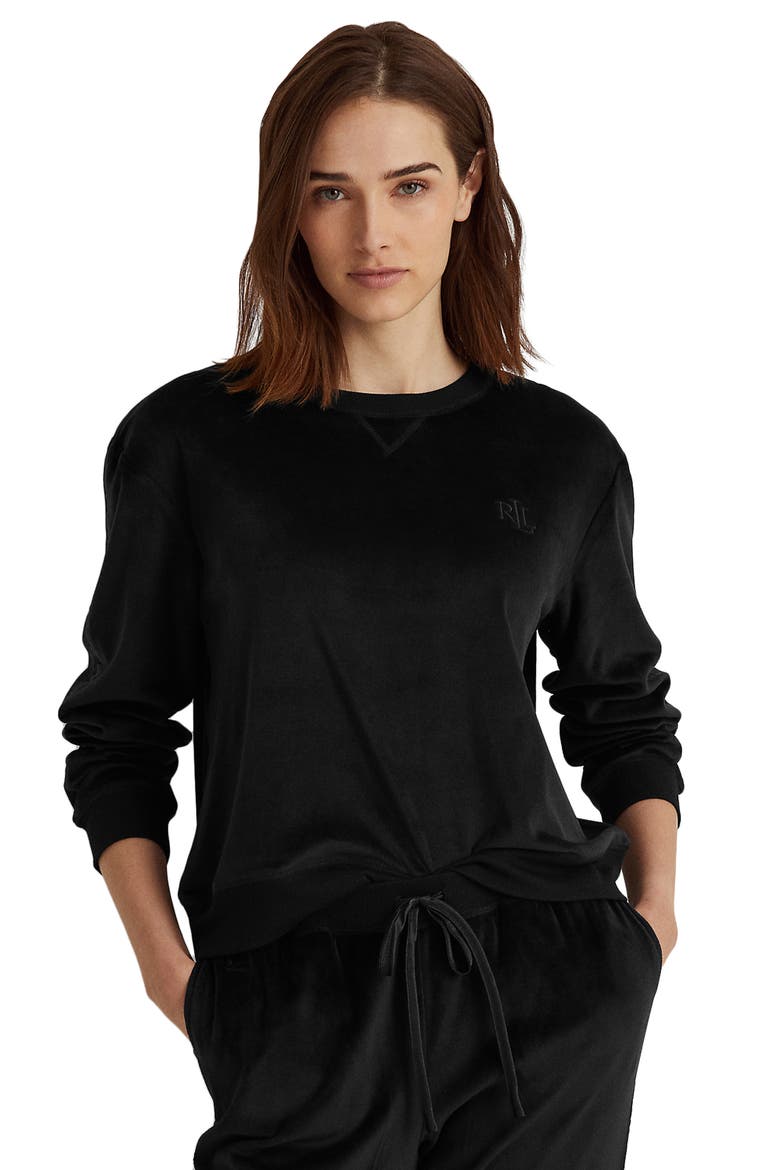 Velour Pajamas, Alternate, color, BLACK