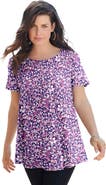 Roaman's Plus Size Ultimate Cotton Crewneck Short Sleeve Swing Tee