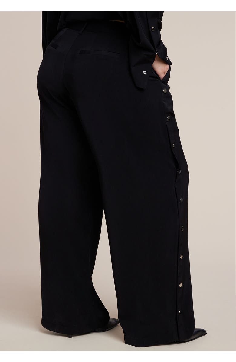 ELOQUII Snap Detail Wide Leg Trouser, Alternate, color, Black Onyx