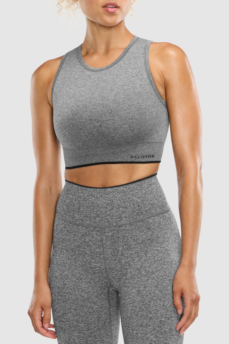 Seamless Melange High Neck Bra, Main, color, Black