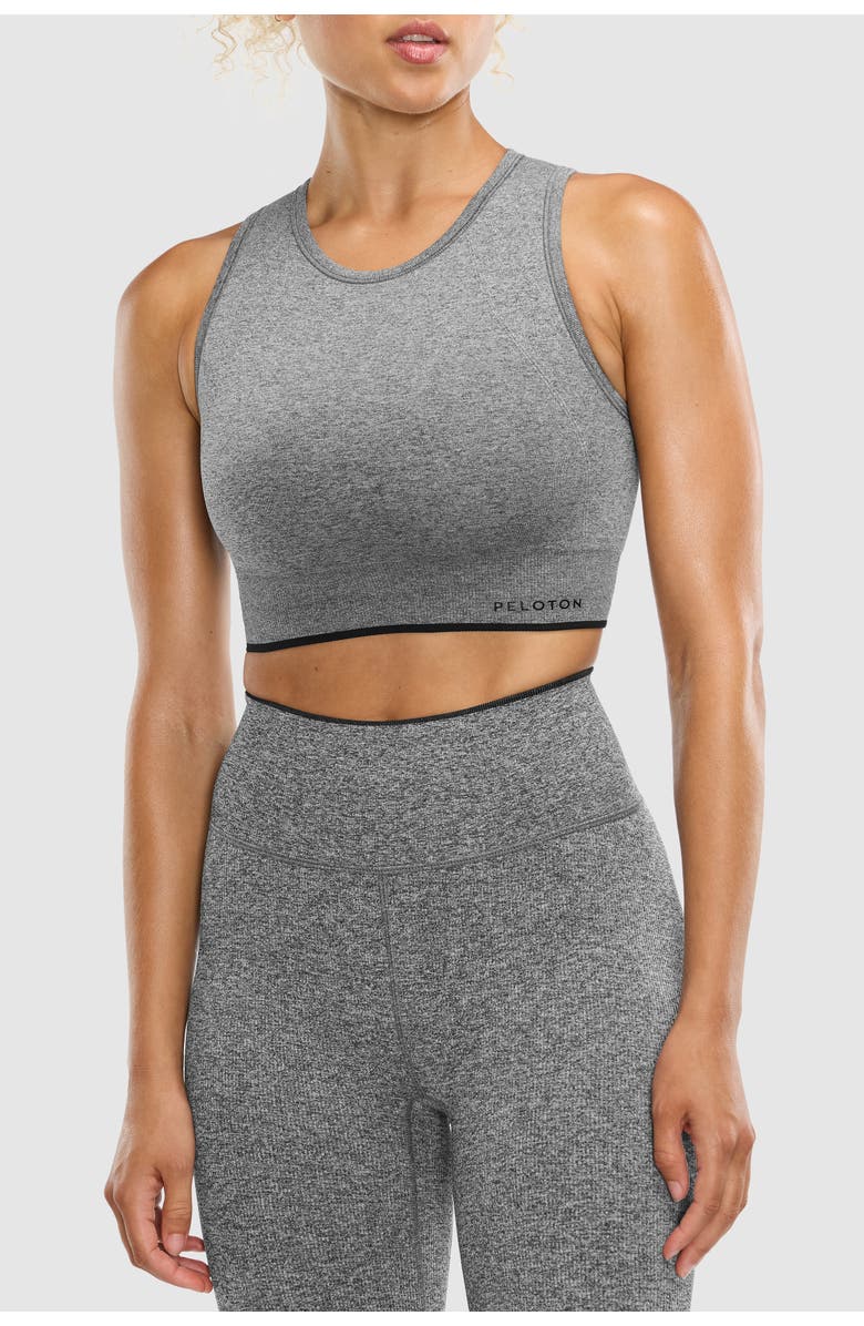 Peloton Seamless Melange High Neck Bra, Main, color, Black