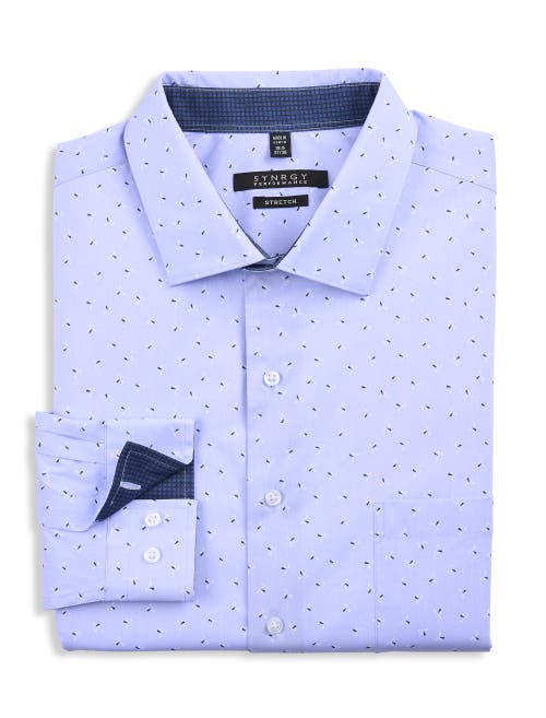 Synrgy By Dxl Big & Tall Abstract Print Performance Dress Shirt In Blue