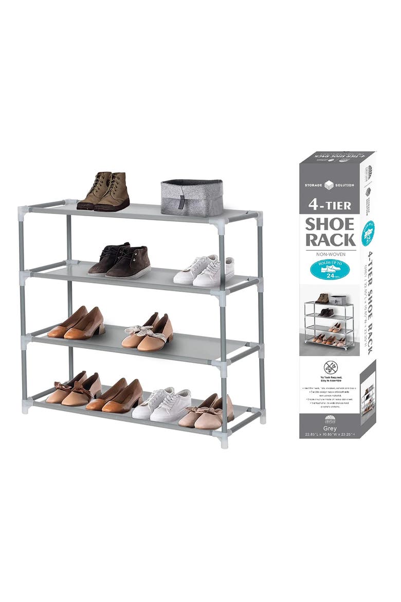 4-Tier Shoe Rack, Alternate, color, GREY