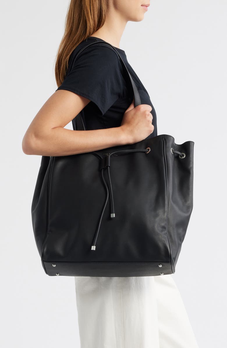 rag & bone Large Prospect Tote, Alternate, color, Black Leather