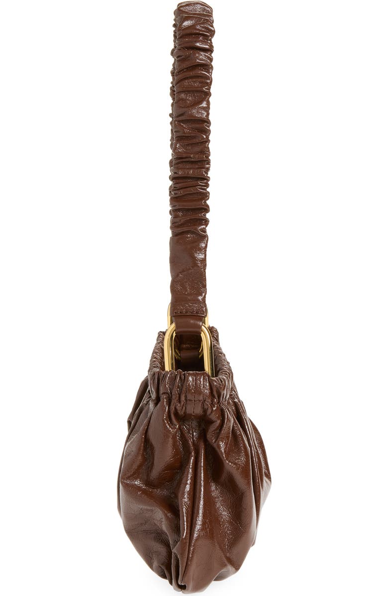 Marni Ruched Leather Shoulder Bag, Alternate, color, Sudan