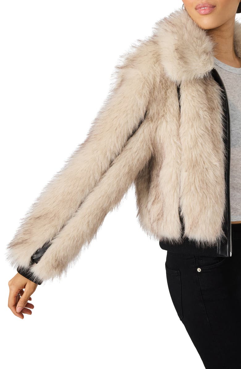 Steve Madden Charmaine Faux Fur & Faux Leather Jacket, Alternate, color, Natural