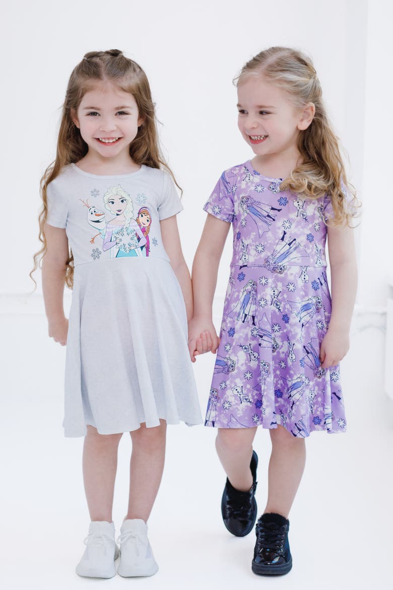 Frozen 2-Pack Skater Dresses, Alternate, color, Anna Elsa Purple Grey