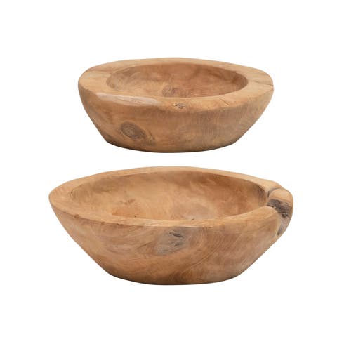 Teakwood Bowls, Set of 2 (Each One Will Vary)