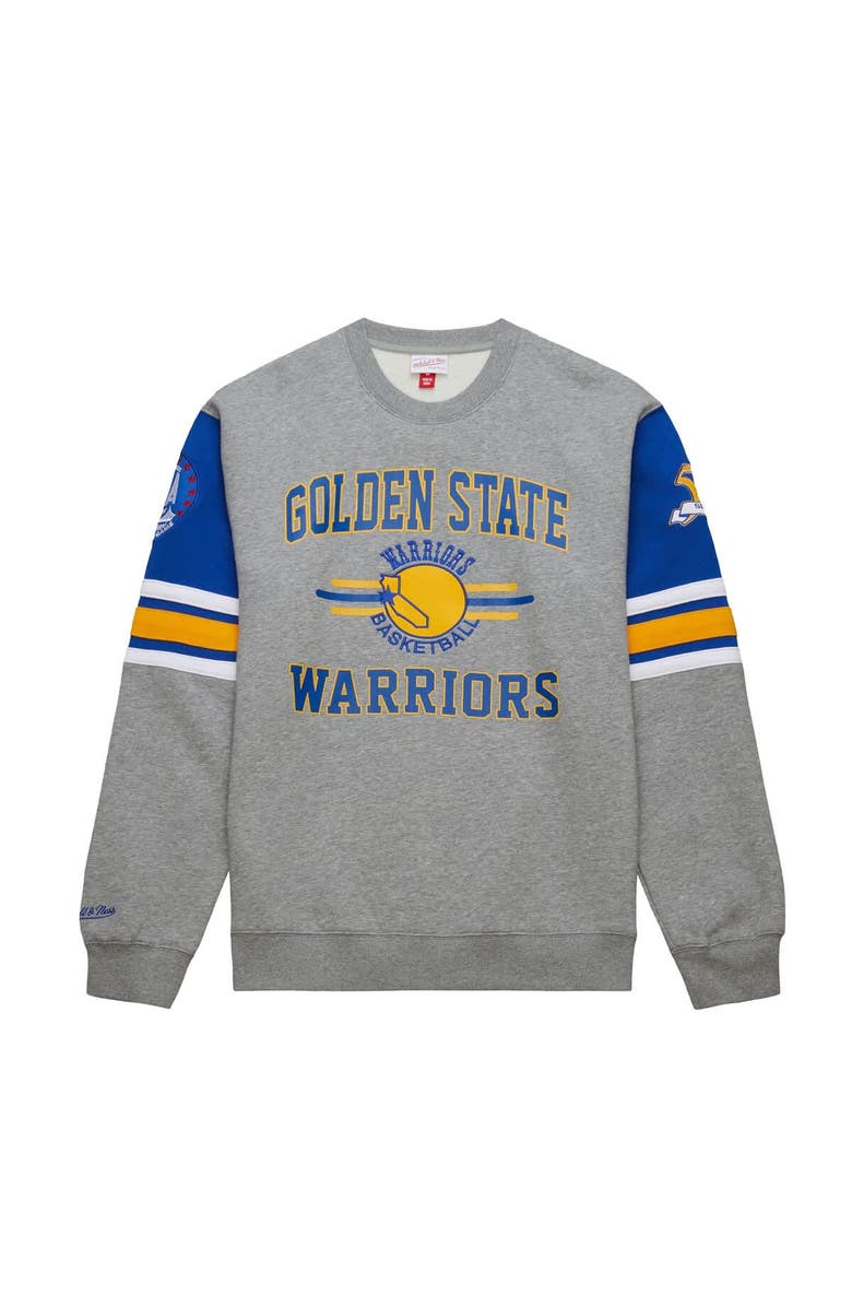 Mitchell & Ness Men's Mitchell & Ness Heather Gray Golden State Warriors Hardwood Classics All Over 4.0 Pullover Sweatshirt, Alternate, color, Heather Gray