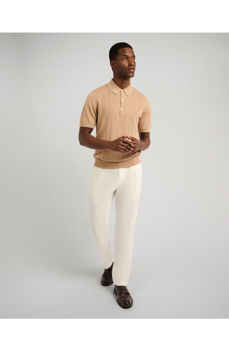 Onia Silk Ribbed Knit Polo, Alternate, color, Tan