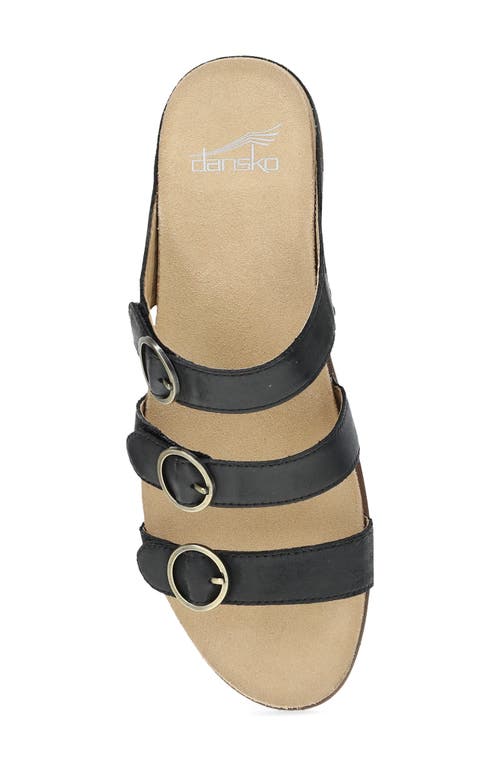 Dansko Campbell Platform Wedge Slide Sandal In Black Burnished Nappa