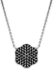 SAMUEL B. Sterling Silver Black Spinel Pavé Clover Necklace