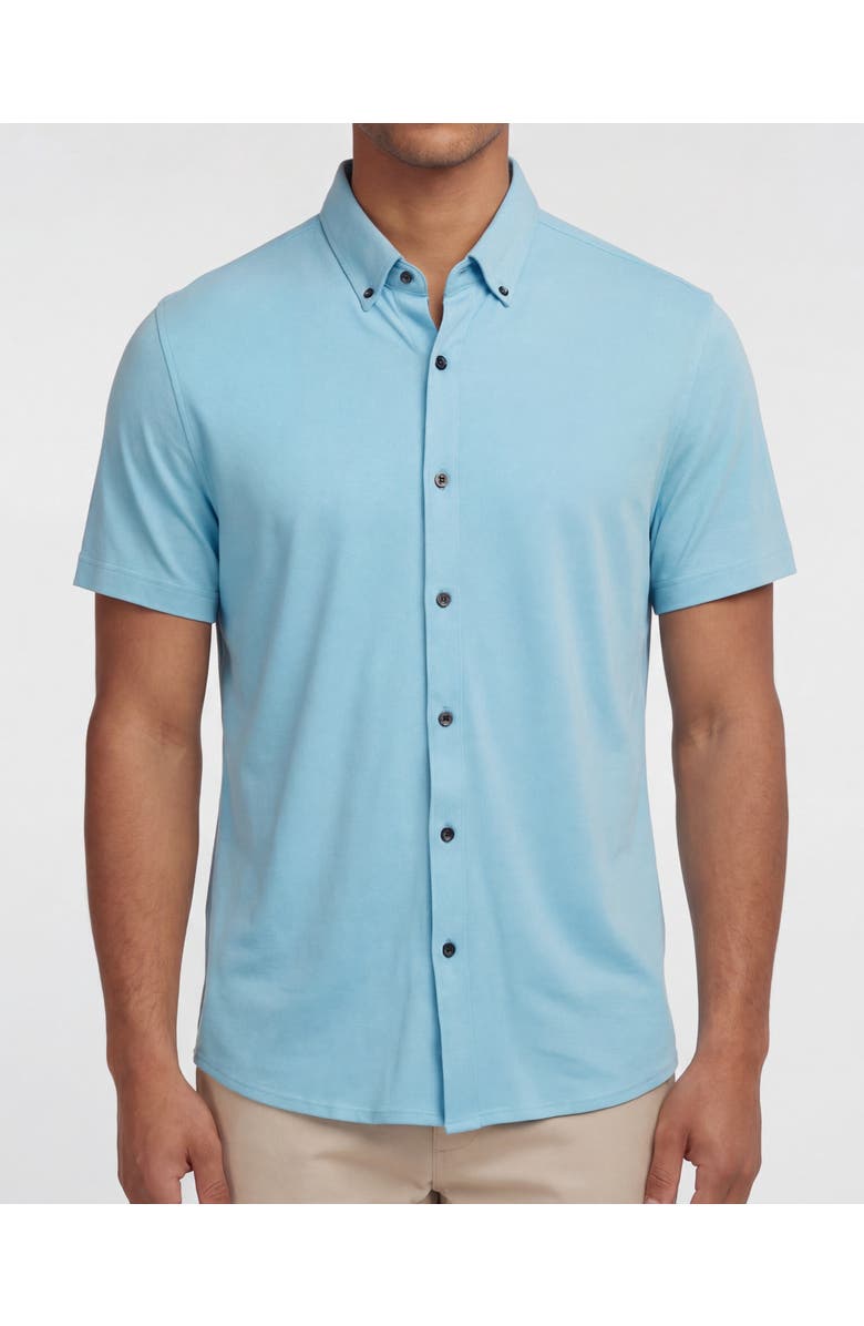 Lords of Harlech Mens Merino Wool Button-up Shirt, Alternate, color, Teal