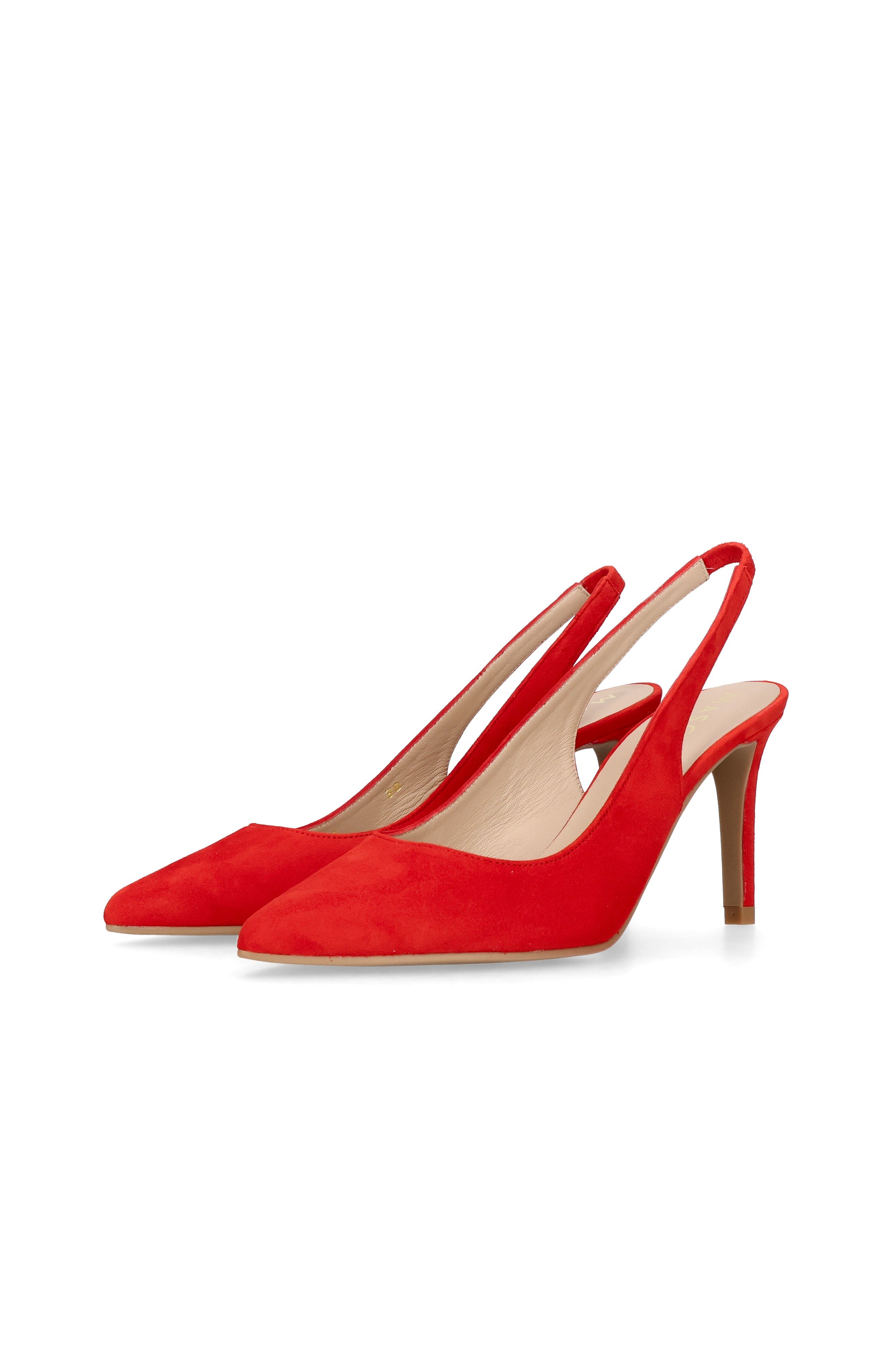 Suede Pointed Toe Slingback, Alternate, color, Red