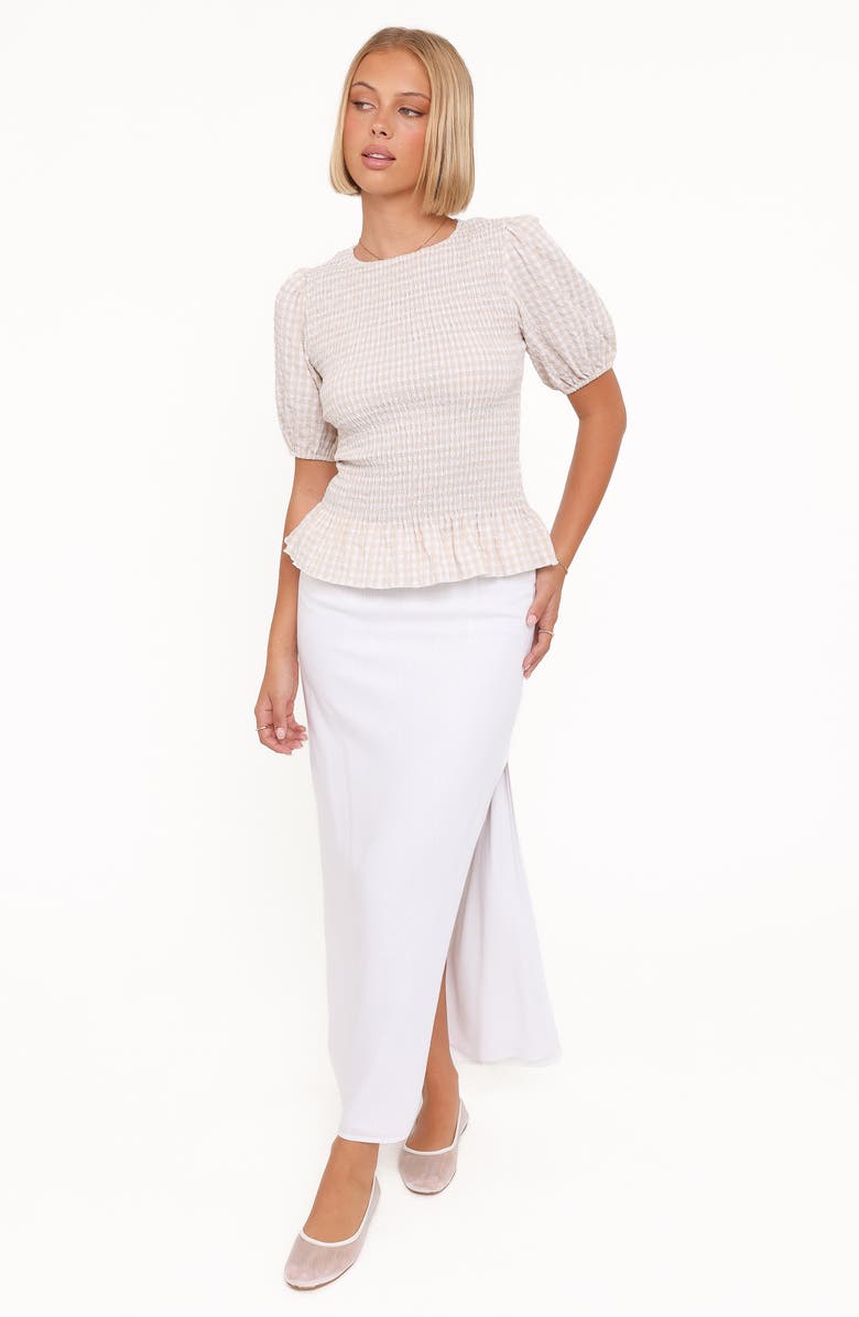 Petal & Pup Callista Smocked Gingham Top, Alternate, color, Beige Gingham