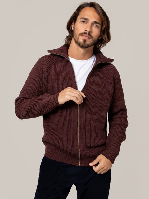 British Ribbed Zip Cardigan