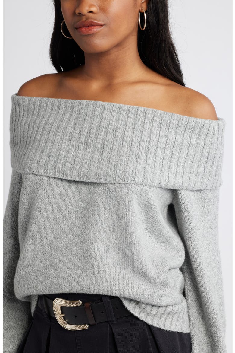 Off the Shoulder Sweater, Alternate, color, GREY HEATHER