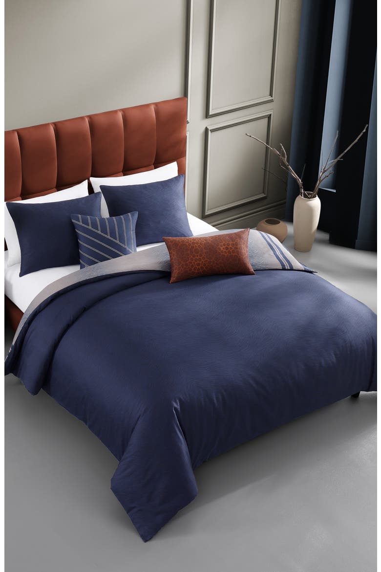 Animal Print Reversible 5-Piece Comforter Set, Alternate, color, NAVY