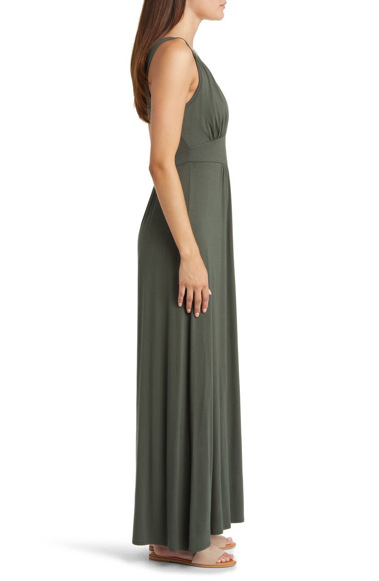Loveappella Empire Waist Sleeveless Maxi Dress, Alternate, color, Olive