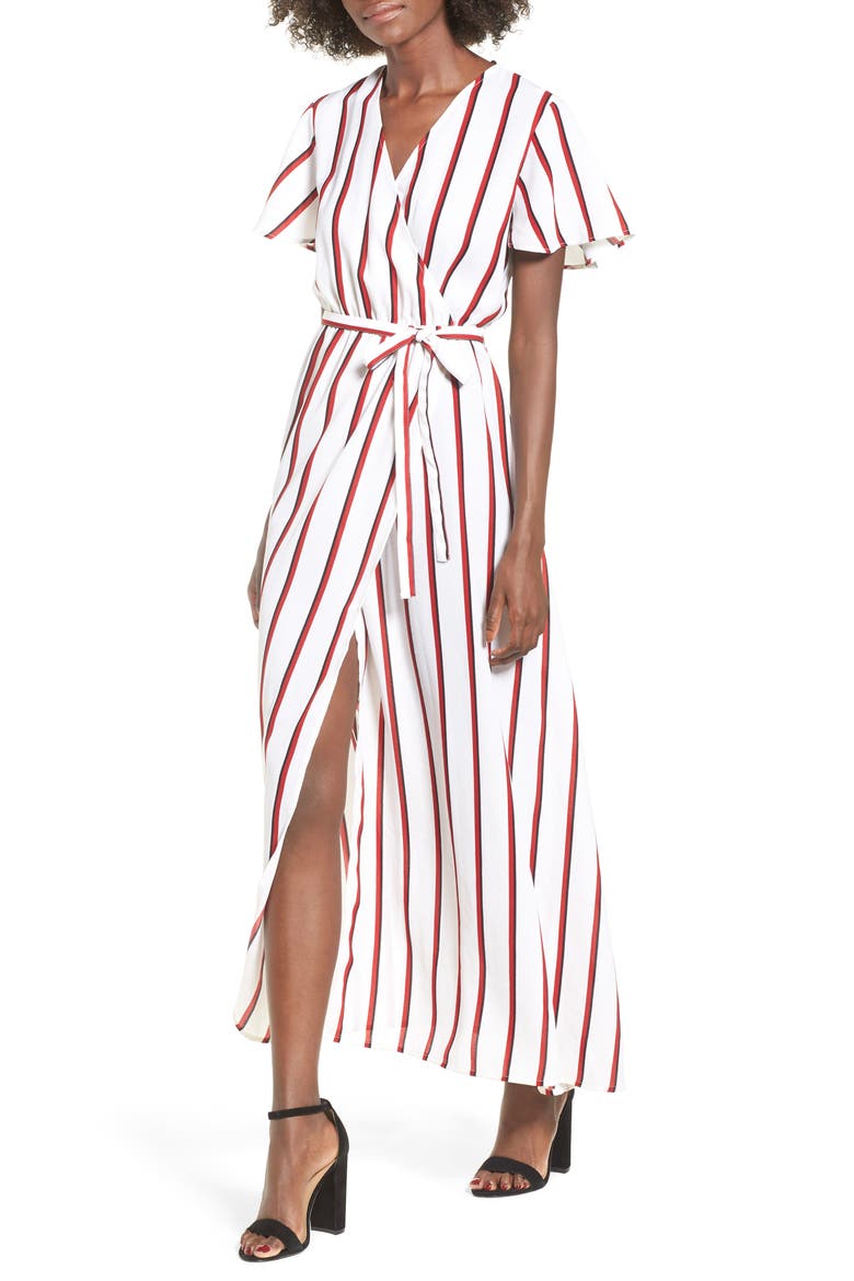 EZ Days Satin Wrap Maxi Dress, Main, color, CHILI RED