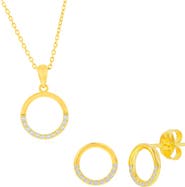 SIMONA Cubic Zirconia Circle Stud Earrings & Pendant Necklace Set