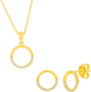 SIMONA Cubic Zirconia Circle Stud Earrings & Pendant Necklace Set